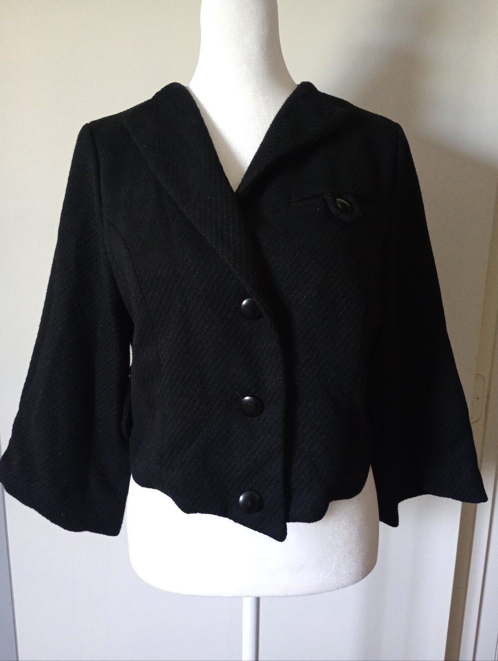 Black Women's Cropped Blazer Jacket Size Large